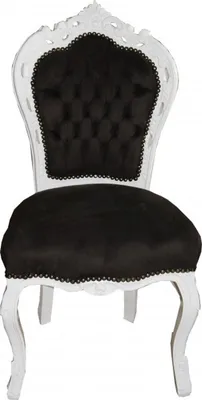 Produktbild von Casa Padrino Barock Esszimmer Stuhl Schwarz / Weiß - Möbel Antik Stil