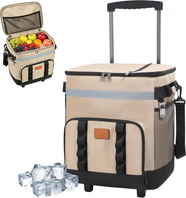 Imagen del producto de Nevera portátil con ruedas, de 40 litros, aislada, ideal para camping y picnics