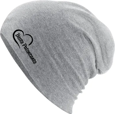 Produktbild von Huuraa Beanie Beste Patentante Herz Heather Grey One Size Baumwolle und Elasthan Mütze Geschenkidee