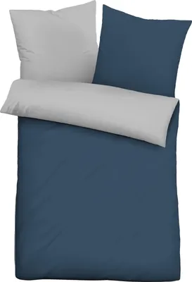 Produktbild von Mikrofaser-Wendebettwäsche - Blau - Silberfarben - 155 x 220 cm - mit Reißverschluss