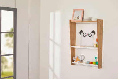 Obrázok produktu pre Skye Decor, moderná knižnica zo 100 % MDF, biela a prírodná farba, 47 x 70 x 16 cm | hrúbka 12 mm | Štýlový dizajn pre váš domov alebo kanceláriu, funkčná a elegantná.