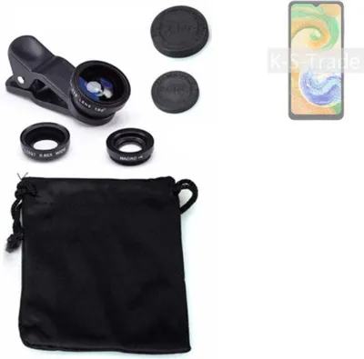 Produktbild von K-S-Trade Smartphone Kamera Linsen Set Kompatibel mit Samsung Galaxy A04s 3in1 Clip-On Kamera Adapter Macro Weitwinkel FishEye Fischauge Objektiv