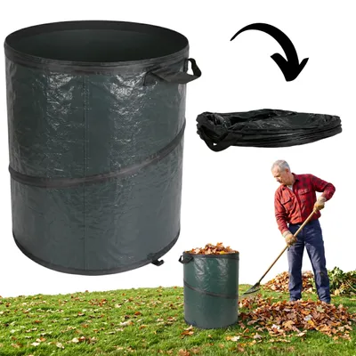 Produktbild von Faltbarer Gartensack mit Griffen, robuster Behälter für Laub und Gras, schwarz, 46 x 57 cm, 100 L