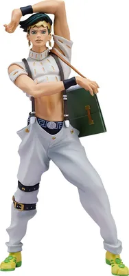 A full-body shot of a Rohan Kishibe figure from JoJo's Bizarre Adventure, posed dynamically against a white background.