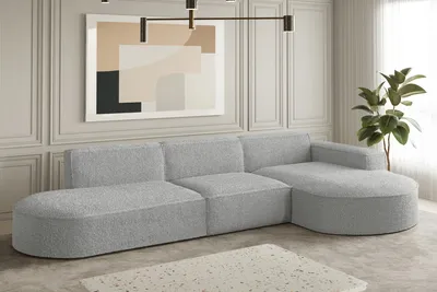 Zdjęcie produktu dla Sofa w kształcie L narożnik MODENA tkanina Loop jasnoszary prawy