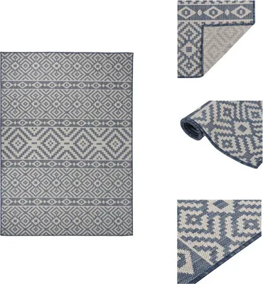 Produktbild von vidaXL Outdoor-Teppich Flachgewebe 200x280 cm Blau Gestreift -  Teppiche