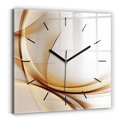 Obrázok produktu pre Wallfluent Hodiny - Sklenené Nástenné Hodiny - Tichý Quartz Strojček - Nástenná Dekorácia Spálňa Kuchyň - Čierna Ruky - 30x30 cm - Zlatá abstrakcia