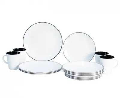 Produktbild von Gimex Geschirrset Melamin Linea Black 16-Tlg.