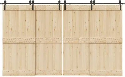 Produktbild von Schiebetürbeschlag-Set 183 cm Stahl Schwarz, Schiebetürsystem, Schiebetür Beschlag - 3295795