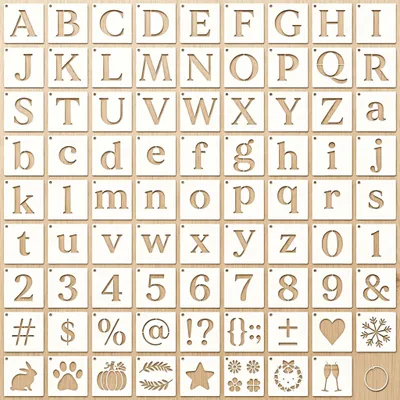 Produktbild von Buchstabenschablonen und Zahlenschablonen - 80 Stück - Für Holzschilder Malerei und DIY Handwerk - 7,6 cm