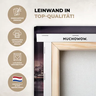 Produktbild von MuchoWow® - Leinwandbilder - New York - Sturm - Skyline, Wandbild, Wanddeko Bilder Wohnzimmer, 30x20 cm