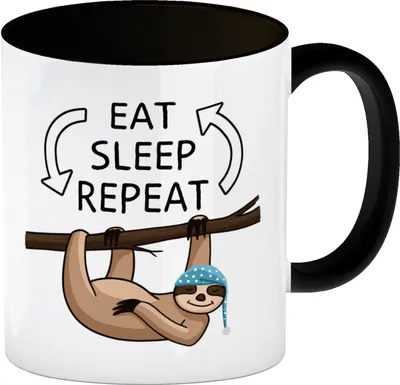 Produktbild von Eat sleep repeat Faultier Kaffeebecher