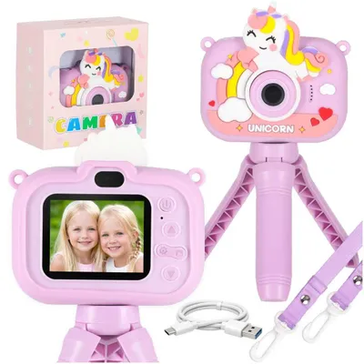 Obrázek produktu pro Dětský digitální fotoaparát, stativ s jednorožcem, 1080P, fialový