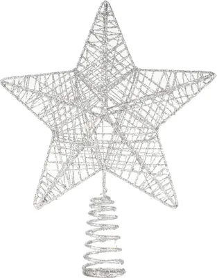 Produktbild von Weihnachtswunder® Baumspitze Stern Silber - Christbaumspitze Baumspitze Spitze Aufstecker für Tannenbaum Tannenbaumspitze Weihnachtsbaum Weihnachten