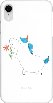 Produktbild von Mr. & Mrs. Panda Iphone XR Handyhülle Einhorn Blume - Weiß - Geschenk, Handy Case, Partner, Premium Kunststoff, Freundin, Einhörner, Unicorn, Freund
