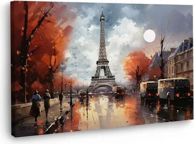 Produktbild von Paris Eiffelturm Wandbild Leinwandbild abstrakt Kunstdruck XL Wanddeko: 60x40x2cm