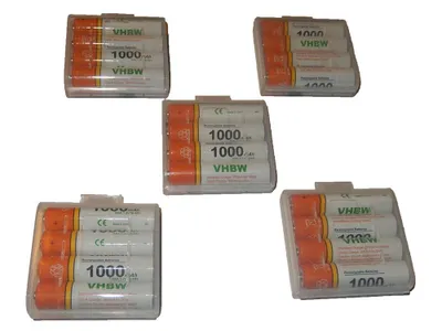 Produktbild von vhbw 20x AAA Micro Akku kompatibel mit Hesdo DBX-58 schnurlos Festnetz Telefon (1000 mAh, 1,2 V, NiMH) Orange Weiß