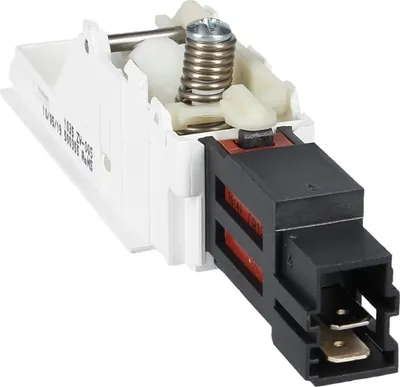 A close-up studio shot of a washing machine door lock switch.