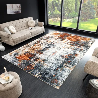 Produktbild von riess-ambiente Design Teppich MODERN ART XXL 350x240cm grau kupfer Kurzflor Indoor-Teppich
