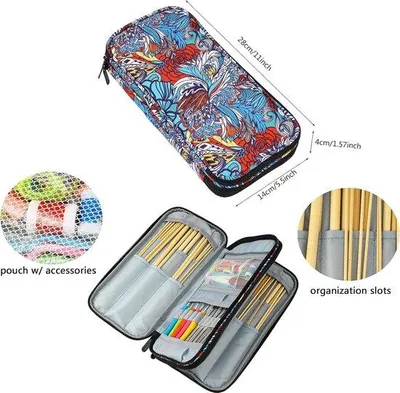 Produktbild von Famanu Strickset für Anfänger - inklusive Nadeln, Häkelnadeln, Zubehör und Aufbewahrungskoffer