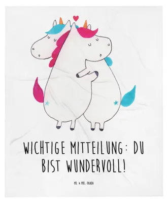 Produktbild von Mr. & Mrs. Panda Schmusedecke Einhorn Mitteilung - Weiß - Geschenk, Schlummerdecke, Liebe, Plaid, Kinderdecke, Spruch, Valentinstag, Kinderwagendecke, Unicorn, Babydecke