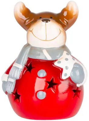 Immagine prodotto di Decorazione MagicHome Natale, renna sorridente, LED, terracotta, 8,5 x 8,2 x 12,5 cm