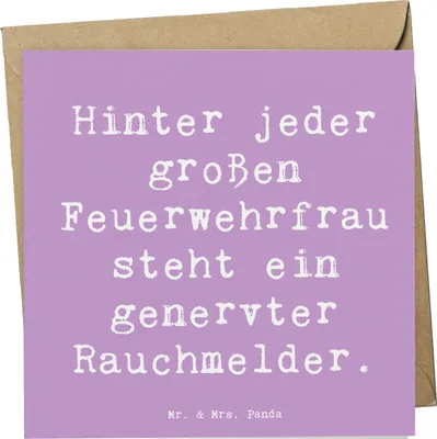 Produktbild von Mr. & Mrs. Panda Glückwunschkarte Spruch Feuerwehrfrau Humor - Lavendeltraum - Geschenk, personalisierte Geschenke, Heldinnen, Feier der Berufe, humorvoller Slogan, Beruf