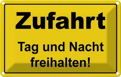 Produktbild von vianmo Blechschild 12x18 cm Zufahrt Tag und Nacht freihalten Spruch Zitat