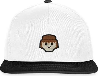 Produktbild von Spreadshirt PLAYMOBIL Figur Porträt Stick Snapback Cap, One size, Weiß/Schwarz