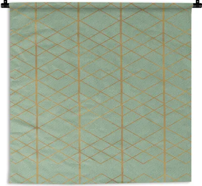Produktbild von MuchoWow® Wandteppich Wandbehang Gold - Linie - Muster 150x150 cm Tapisserie Dekoration Wandtuch - Wohnaccessoires - Modernes