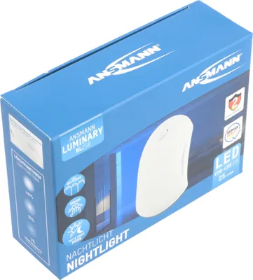 Zdjęcie produktu dla Mobilna lampka nocna LED Ansmann NL25B, z wbudowanym czujnikiem zmierzchu i ruchu, zasilana bateryjnie