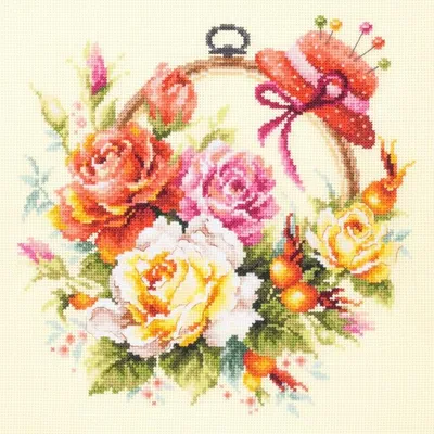 Obrázek produktu pro Magic Needle Zweigart Edition Sada křížkového stehu "Roses for seamstresses", počítaný vzor, 25x25cm