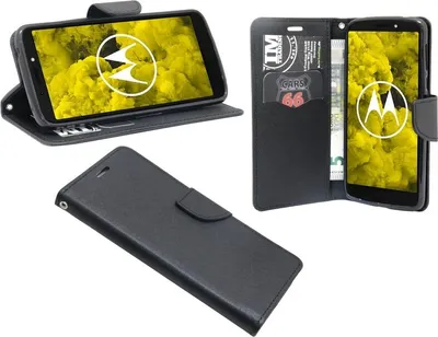 Obrázek produktu pro Motorola Moto G6 Play flipové pouzdro na mobilní telefon flipové pouzdro na smartphone v černé barvě
