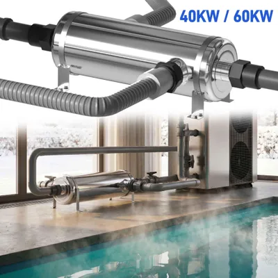 Produktbild von YRHome stromloser Wärmetauscher 60kW Edelstahl Gegenstrom isolierte Kreisläufe energiesparend Poolheizung Teich Schwimmbad