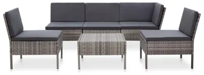 Produktbild von vidaXL 6-tlg. Garten-Sofagarnitur mit Auflagen Poly Rattan Grau