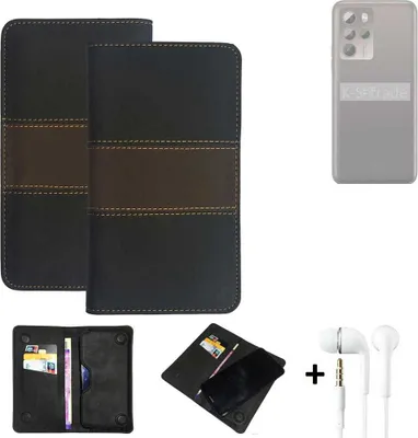 Produktbild von K-S-Trade Handyhülle + Kopfhörer kompatibel mit HTC U23 Pro Schutzhülle Walletcase Bookstyle Tasche Schutz Case Hülle Wallet Cover Kunstleder
