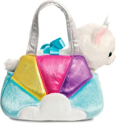 Image de AURORA Fancy Pals Plush Princess Cat in a blue bag, 20 cm