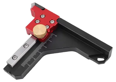 Produktbild von Tischkreissägen-Höhenmessgerät, hochpräzises Tiefenmesslineal aus Aluminiumlegierung, Einrichtungsblock für Holzbearbeitungsfräser