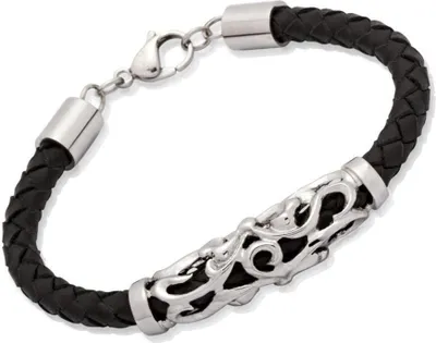 Produktbild von Unique Lederarmband mit Edelstahlelement LB0103