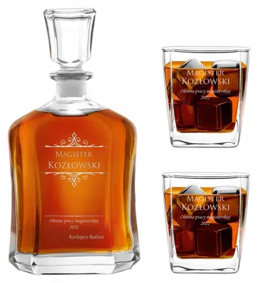 Produktbild von Glaskaraffe Murrano 0,7 l mit 2 Gläsern und Gravur