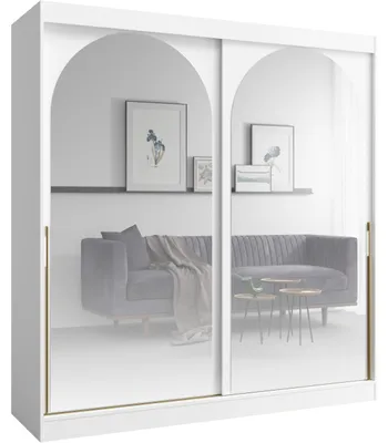 Productafbeelding van Schuifdeurkast met spiegel, model 200 MOGI, wit en goud
