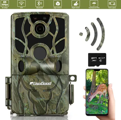 Produktbild von Kamera pro volně žijící zvířata WLAN 4K 48MP s 32GB paměťovou kartou, kamera pro volně žijící zvířata s nočním viděním, IP66