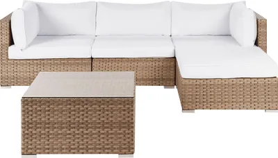 Produktbild von BELIANI Lounge Set Naturfarben Polyrattan und Aluminium 4-Sitzer Linkssseitig Minimalistisch Modern Gartenausstattung Terrasse Outdoor