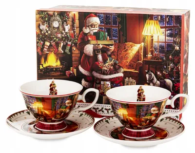 Produktbild von Domdekoracji Weihnachtstassen Porzellan Nikolaus-Motiv 2er-Set