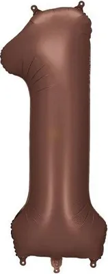 Immagine prodotto di Palloncino in foil numero "1" - 86 cm, moka, marrone satinato