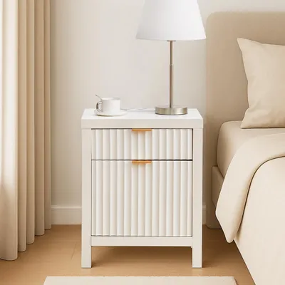 Produktbild von CLIPOP 50x38x63cm Nachtkommode,2 Schubladen Nachttisch mit Ladestation