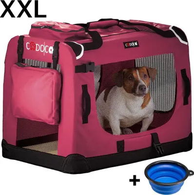 Produktbild von Hundetransportbox XXL, Dunkelrot, 90 x 60 x 66 cm, faltbar