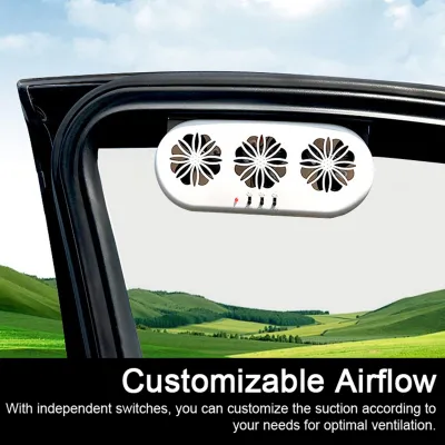 Obrázek produktu pro Autový ventilátor se 3 lopatkami, napájený přes USB a solární energii, tichý ventilátor pro cirkulaci vzduchu a chlazení, ventilátor pro chlazení automobilového chladiče s nezávislým vypínačem