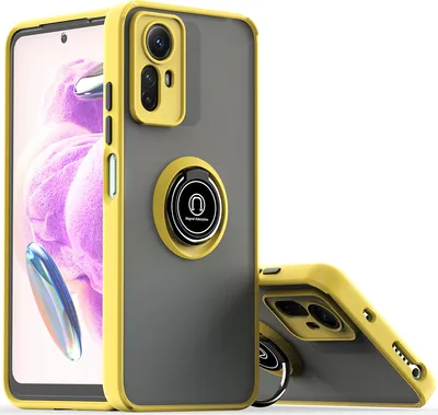 Produktbild von Redmi Note 12S Hülle, Ring Halter Ständer Matte TPU Rahmen Stoßfest Schutzhülle für Xiaomi Redmi Note 12S Gelb