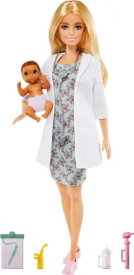Produktbild von Barbie Kinderärztin-Spielset mit blonder Puppe, Babypuppe, Ärztinnen-Spielzubehör